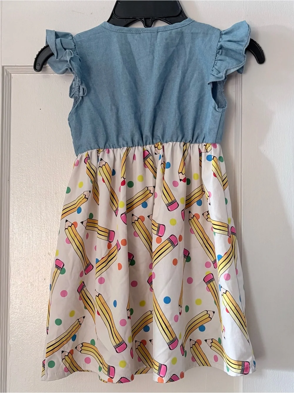 Cute Girls Back-To-School Pencil Print Dress ~ sz 4 / 5 yr